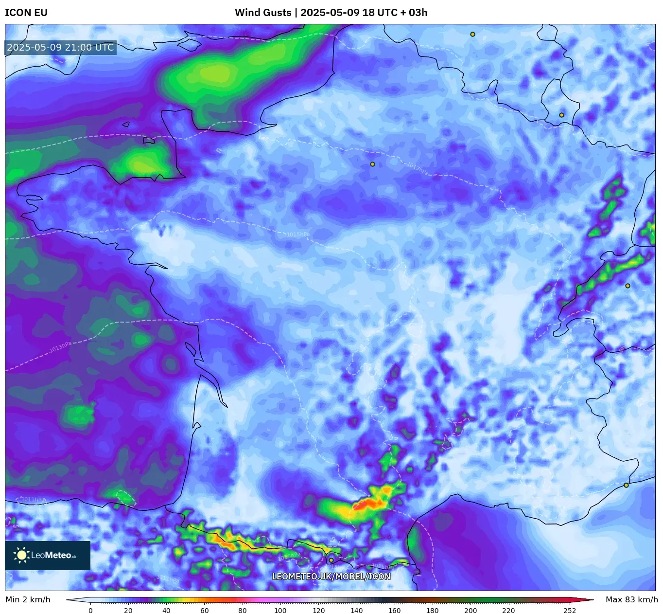ICON - France, Wind Gusts ICON - France, Wind Gusts