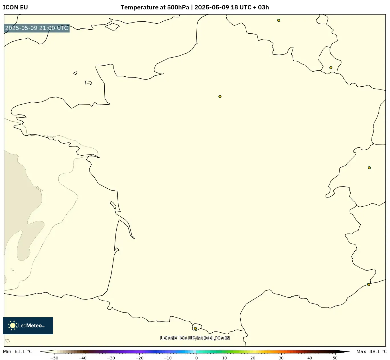 ICON - France, Temperature at 500hPa ICON - France, Temperature at 500hPa