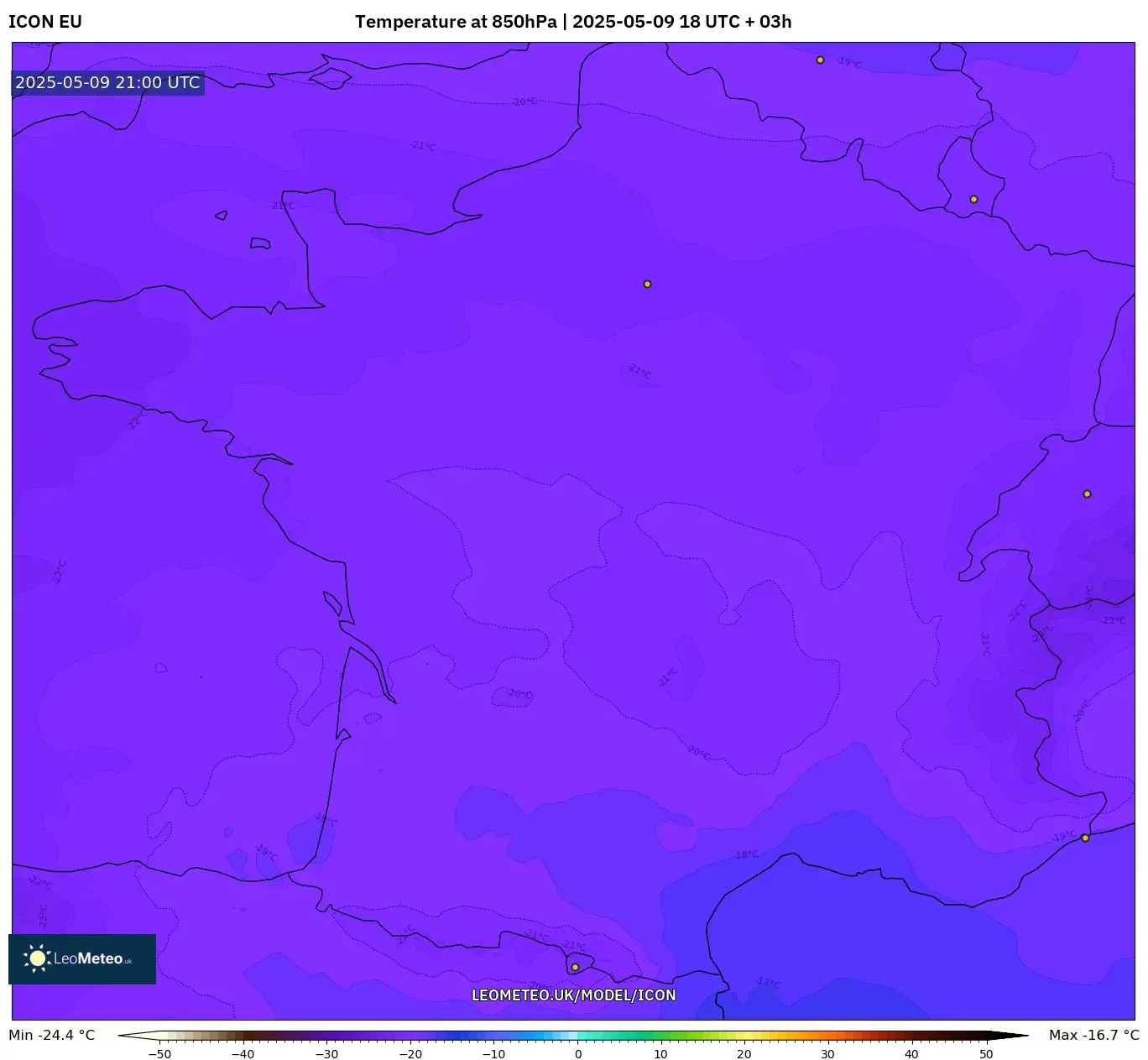 ICON - France, Temperature at 850hPa ICON - France, Temperature at 850hPa