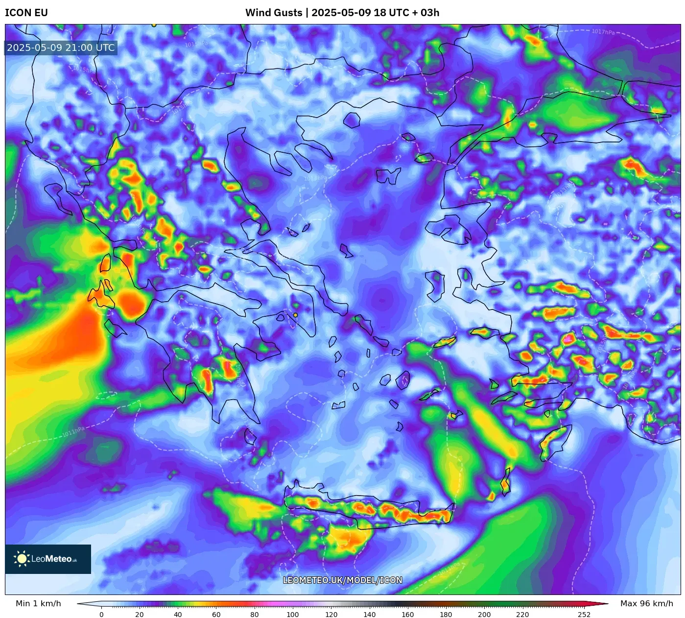 ICON - Greece, Wind Gusts ICON - Greece, Wind Gusts