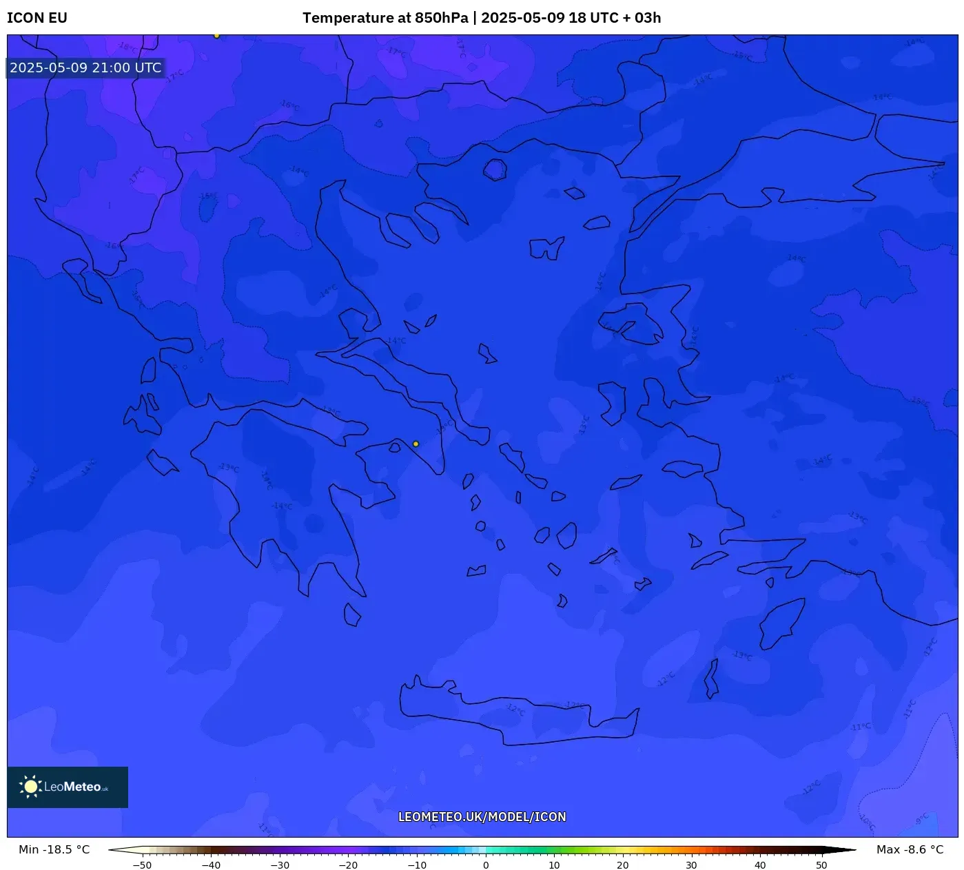 ICON - Greece, Temperature at 850hPa ICON - Greece, Temperature at 850hPa