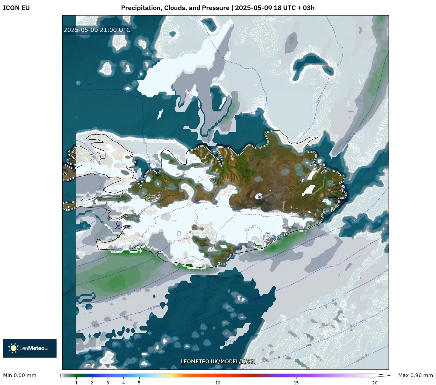 ICON - Iceland, Precipitation, Clouds, and Pressure ICON - Iceland, Precipitation, Clouds, and Pressure
