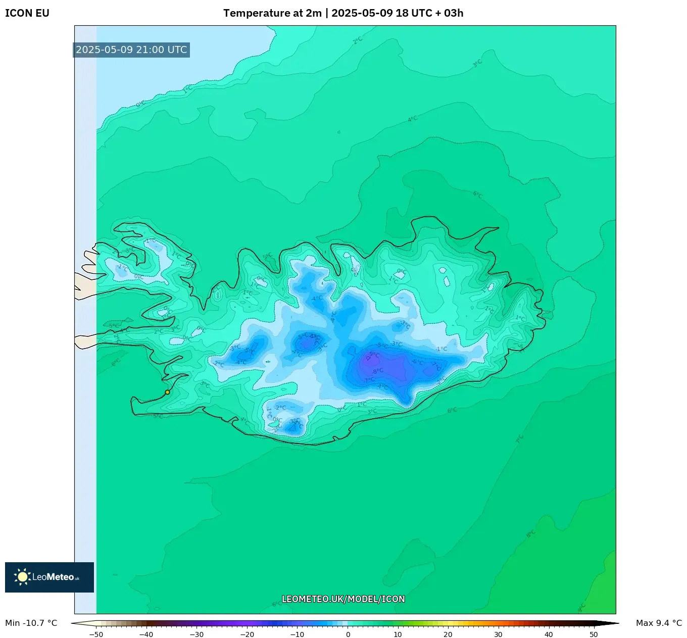 ICON - Iceland, Temperature at 2m ICON - Iceland, Temperature at 2m