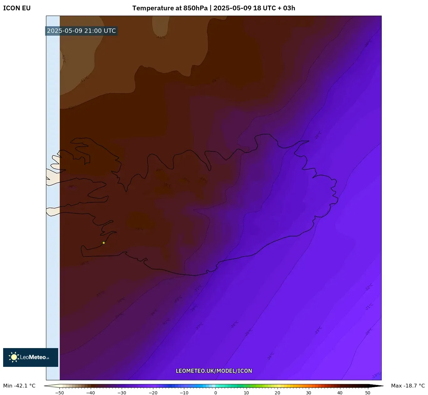 ICON - Iceland, Temperature at 850hPa ICON - Iceland, Temperature at 850hPa