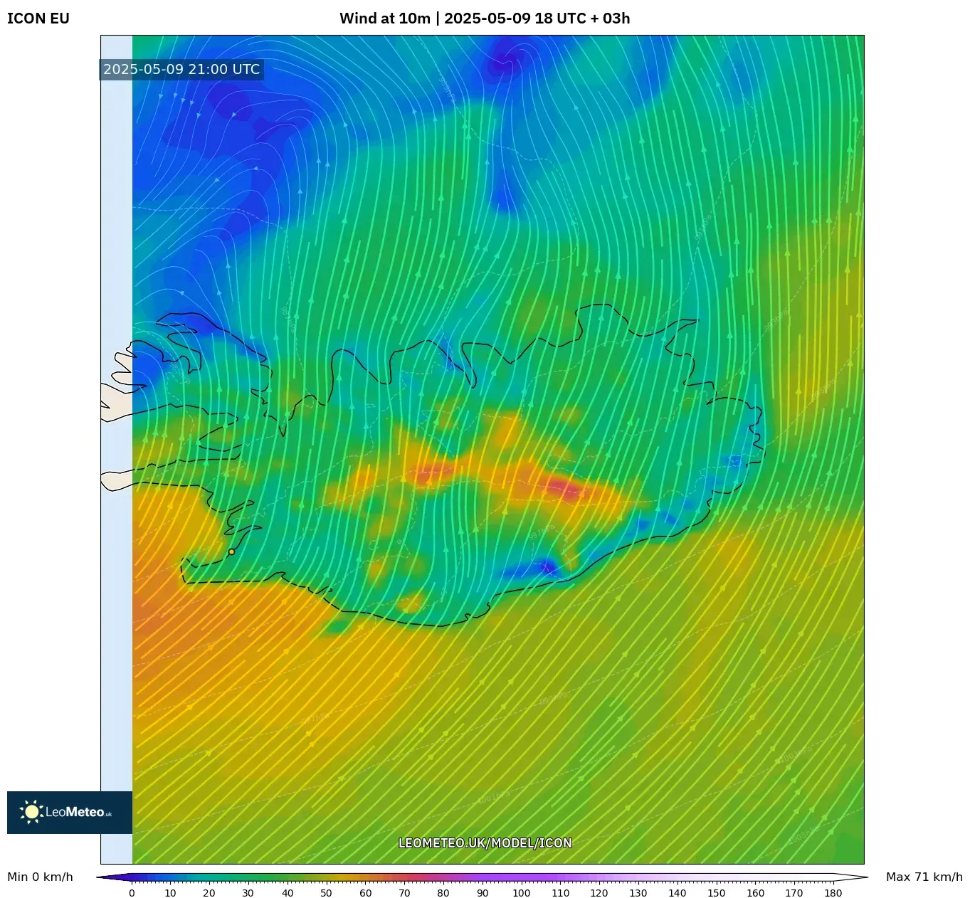 ICON - Iceland, Wind at 10m ICON - Iceland, Wind at 10m