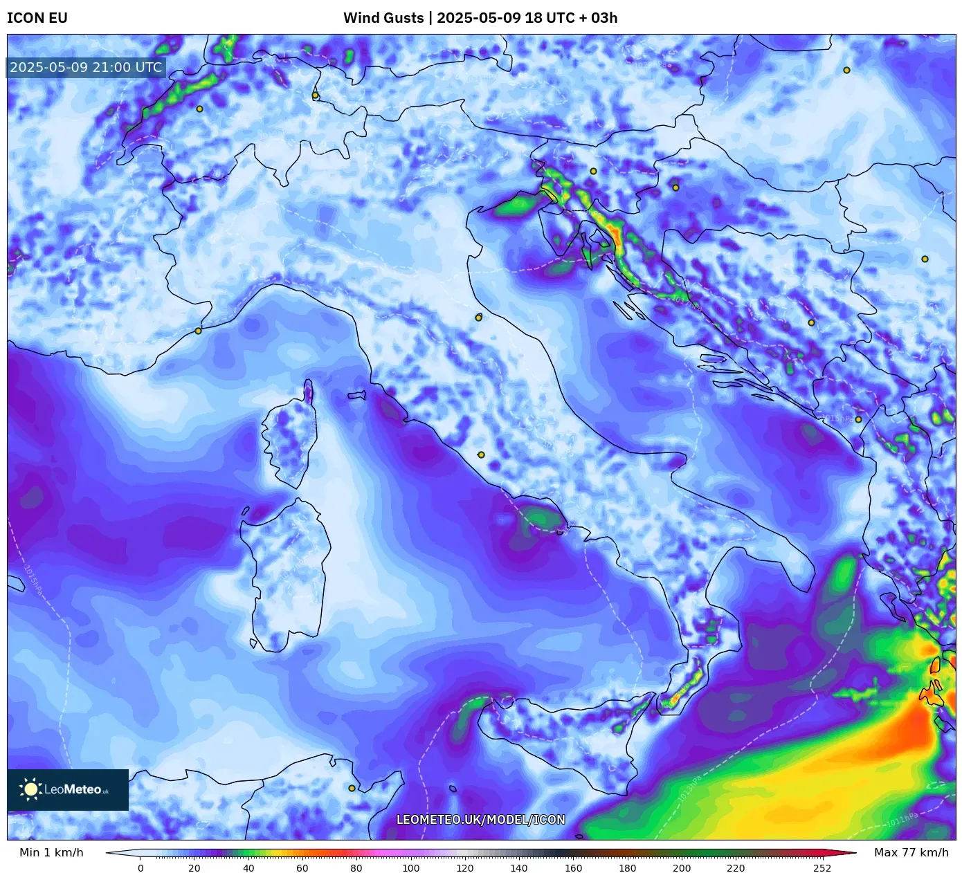 ICON - Italy, Wind Gusts ICON - Italy, Wind Gusts