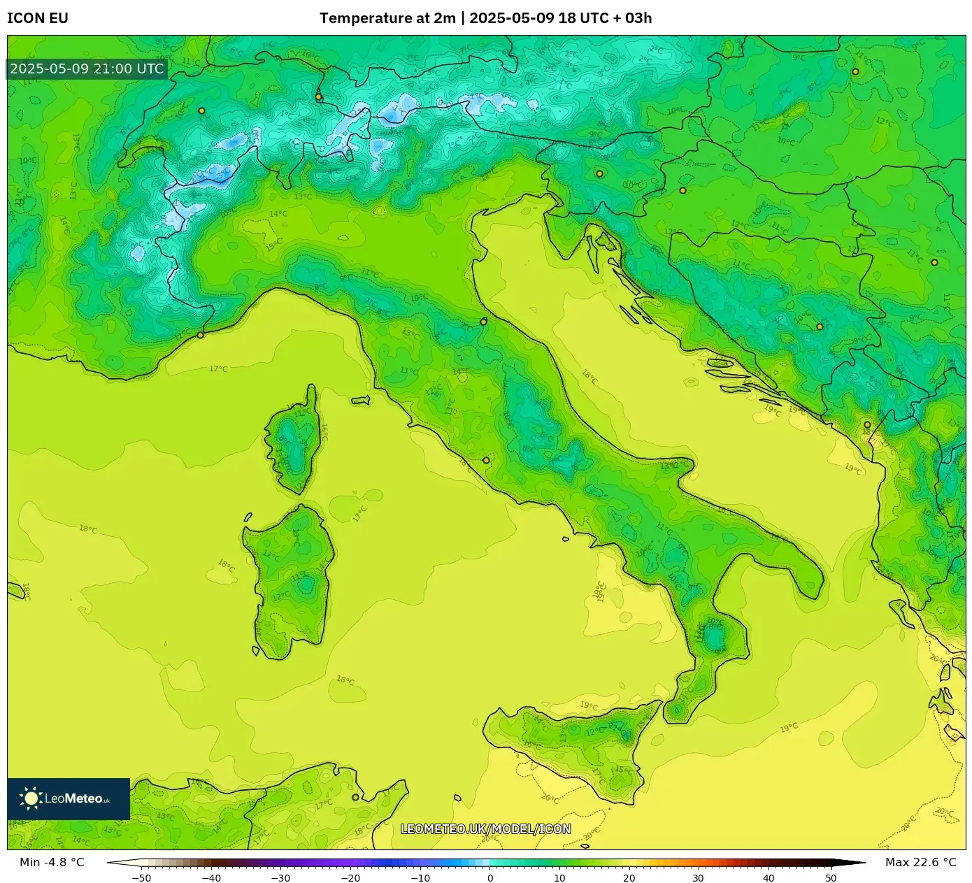 ICON - Italy, Temperature at 2m ICON - Italy, Temperature at 2m