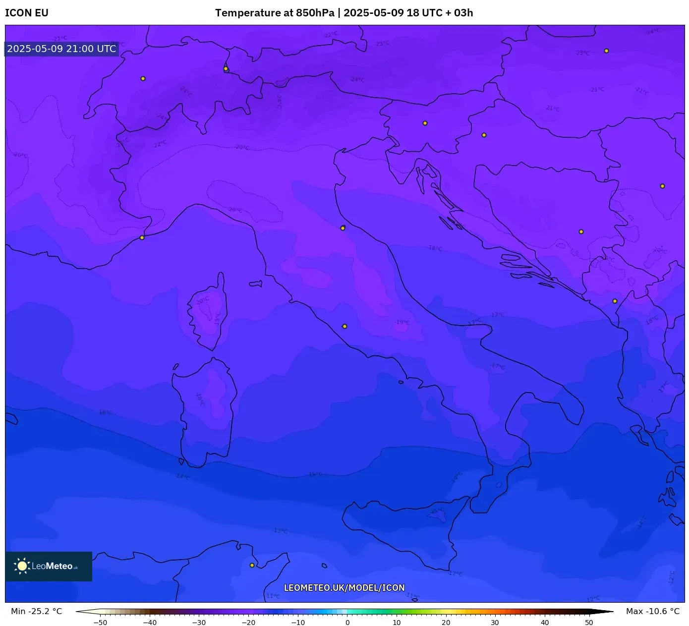 ICON - Italy, Temperature at 850hPa ICON - Italy, Temperature at 850hPa