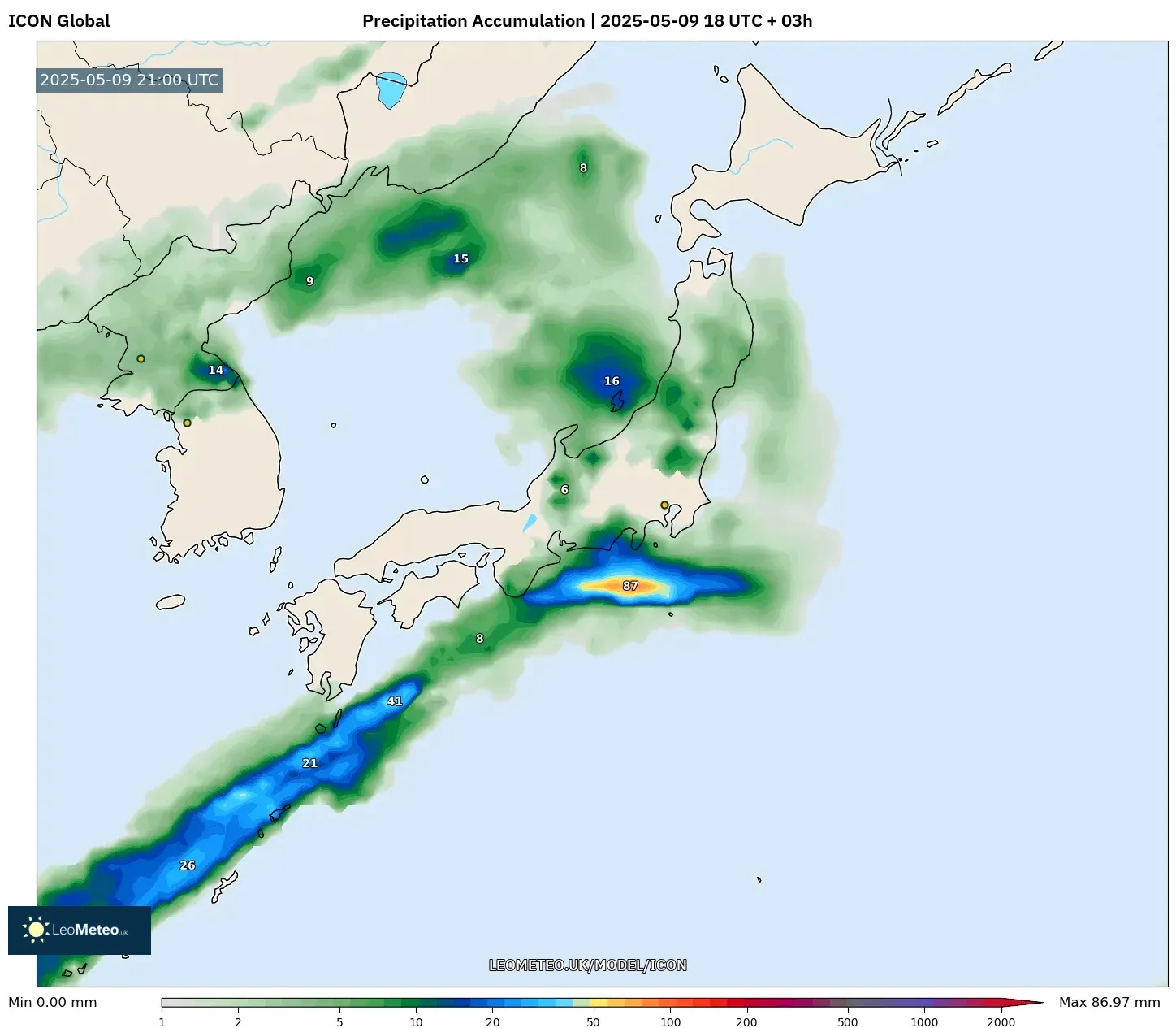 ICON - Japan, Precipitation Accumulation ICON - Japan, Precipitation Accumulation