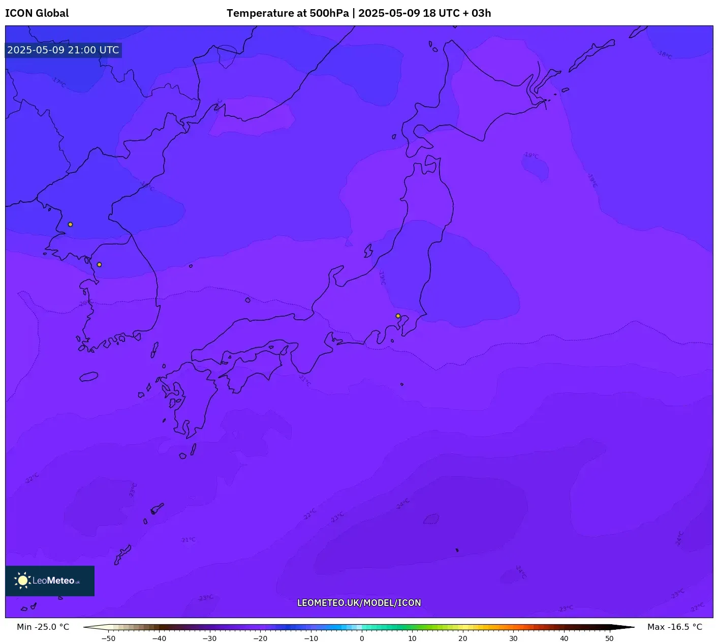 ICON - Japan, Temperature at 500hPa ICON - Japan, Temperature at 500hPa