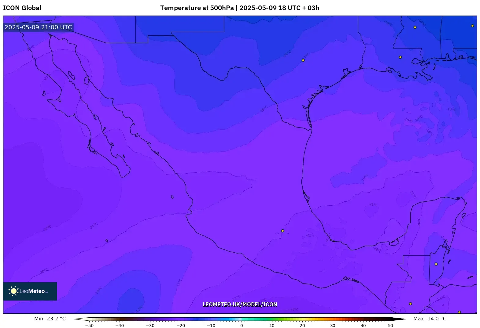 ICON - Mexico, Temperature at 500hPa ICON - Mexico, Temperature at 500hPa