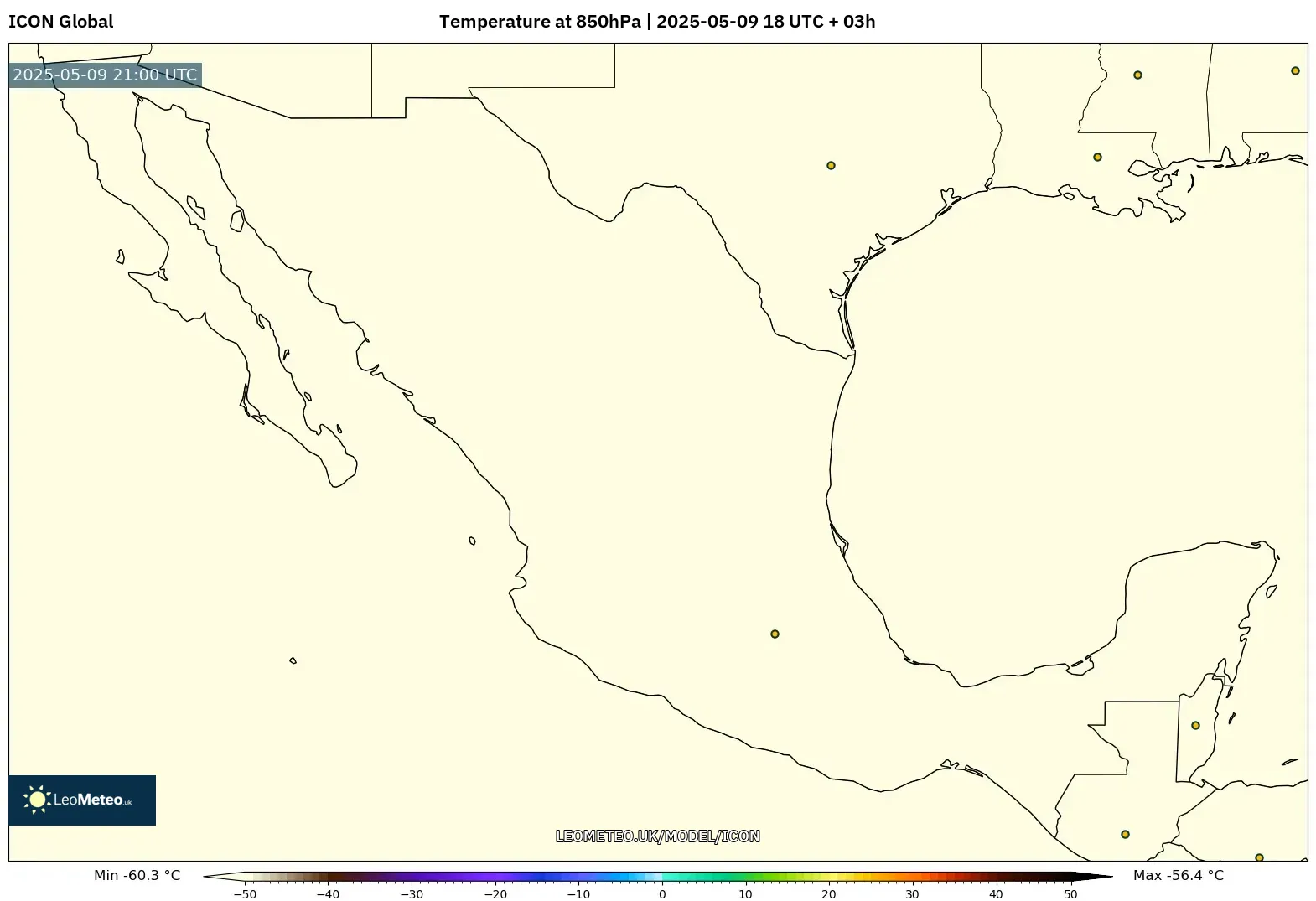 ICON - Mexico, Temperature at 850hPa ICON - Mexico, Temperature at 850hPa