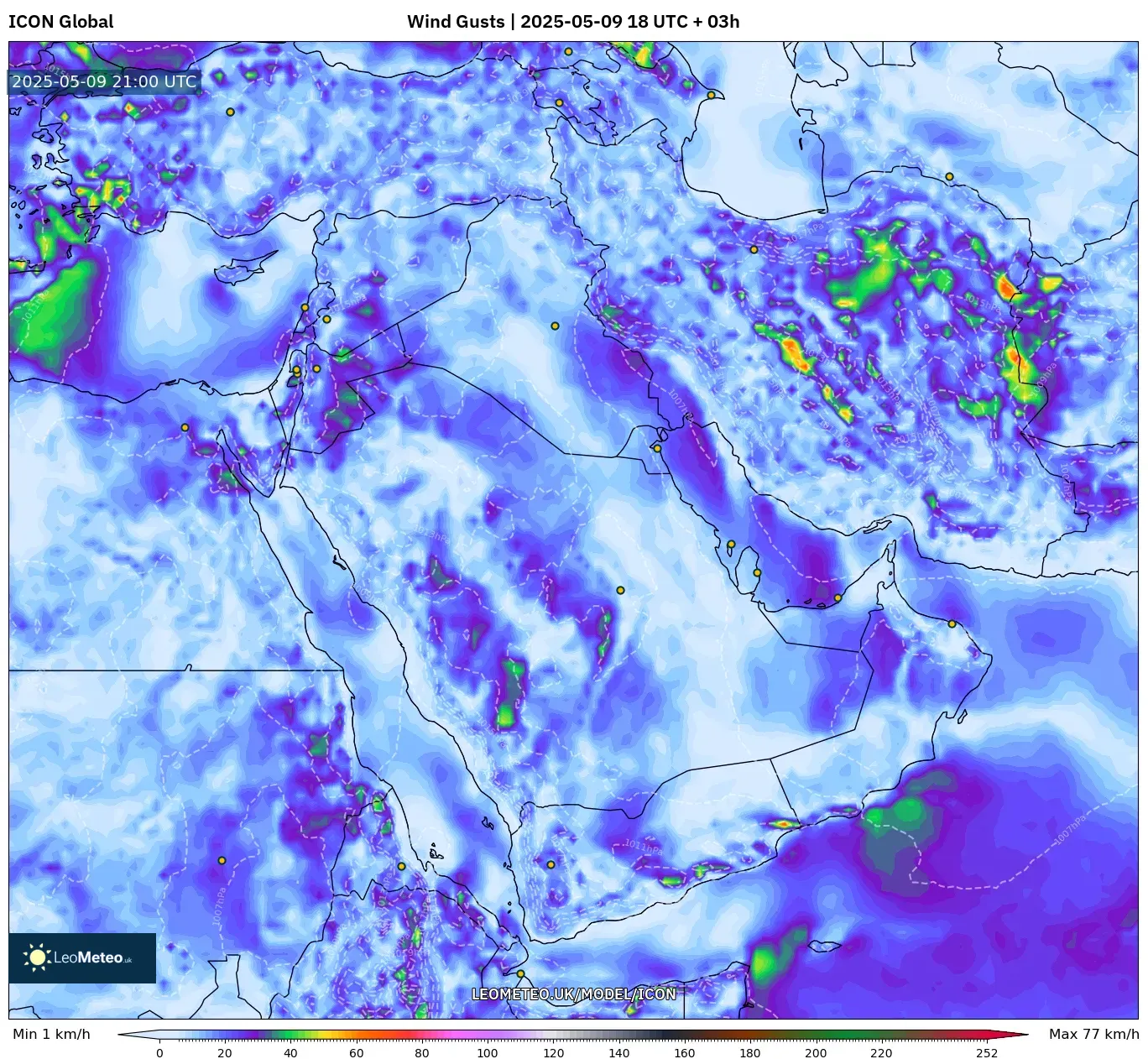 ICON - Middle East, Wind Gusts ICON - Middle East, Wind Gusts