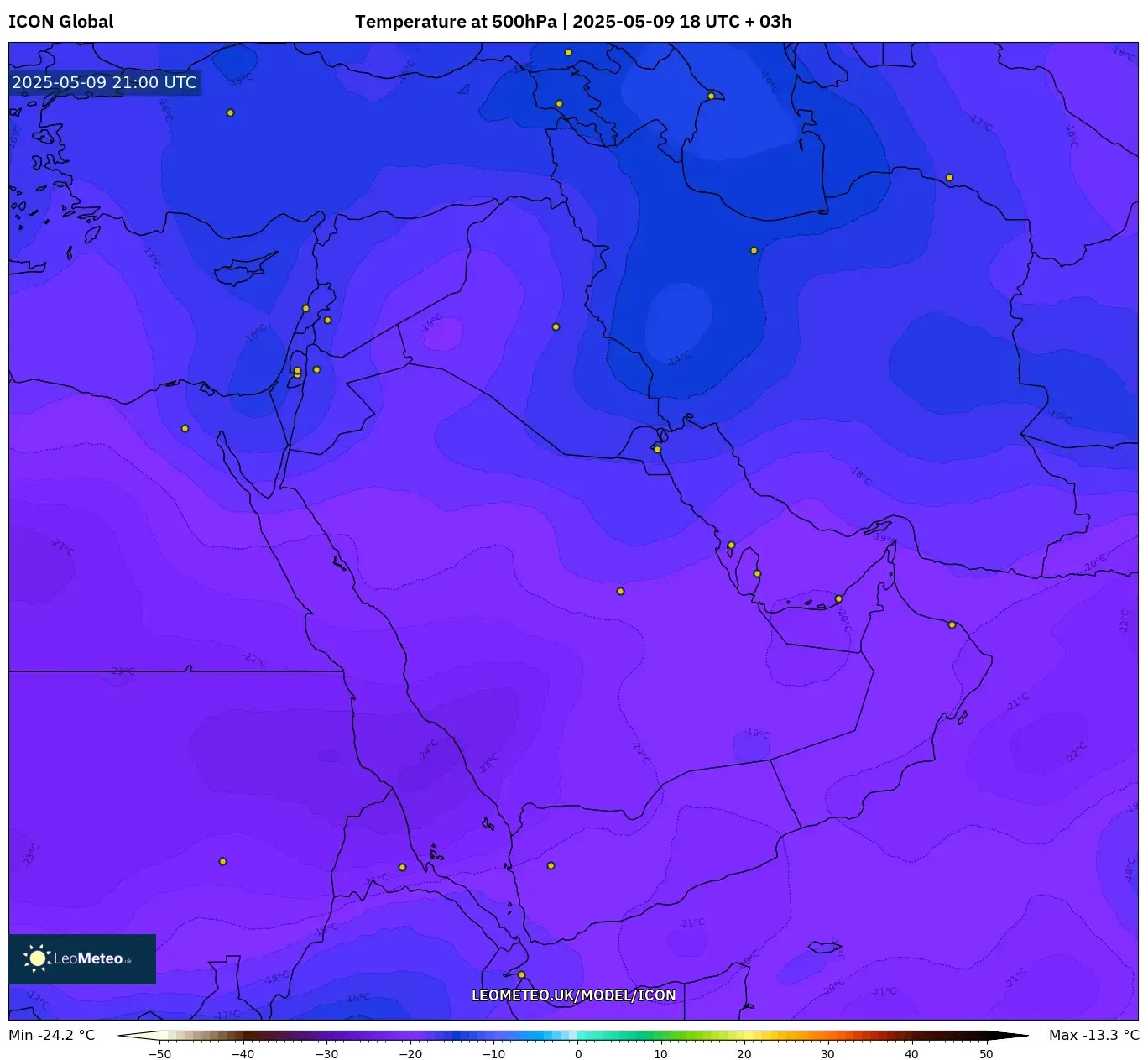 ICON - Middle East, Temperature at 500hPa ICON - Middle East, Temperature at 500hPa