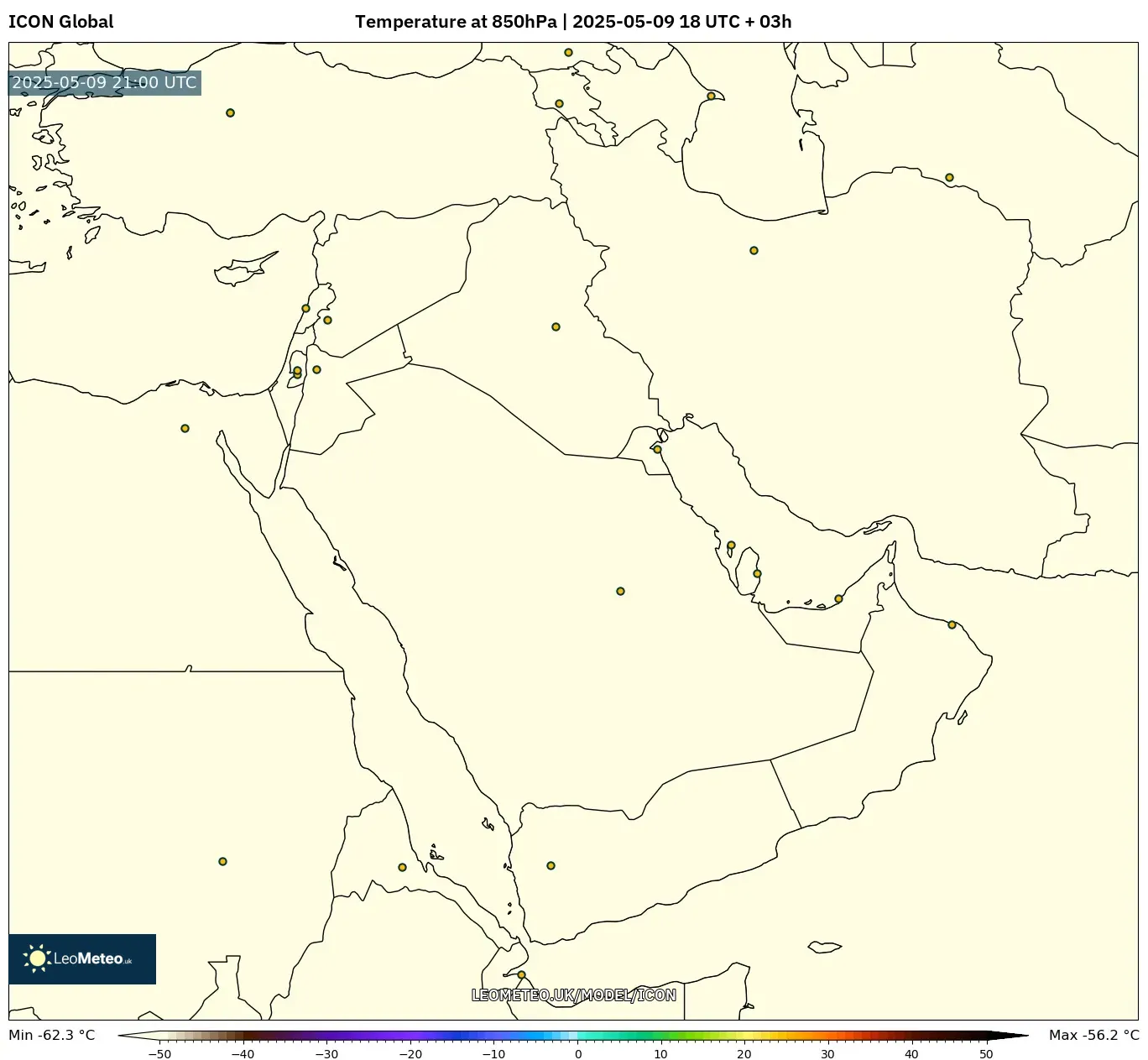 ICON - Middle East, Temperature at 850hPa ICON - Middle East, Temperature at 850hPa