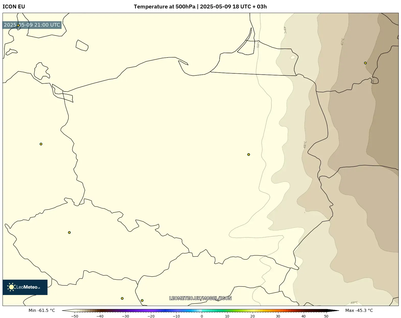 ICON - Poland, Temperature at 500hPa ICON - Poland, Temperature at 500hPa