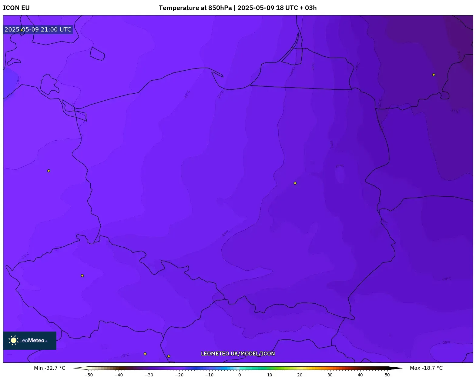 ICON - Poland, Temperature at 850hPa ICON - Poland, Temperature at 850hPa