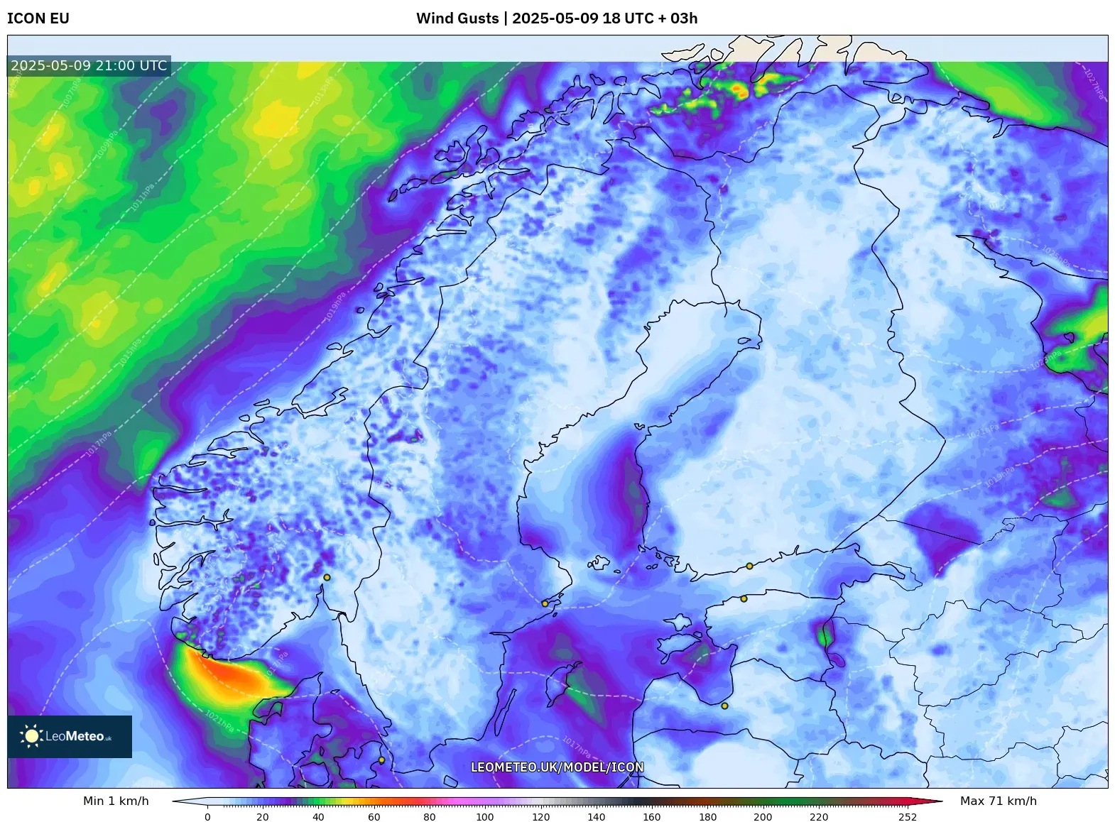 ICON - Scandinavia, Wind Gusts ICON - Scandinavia, Wind Gusts