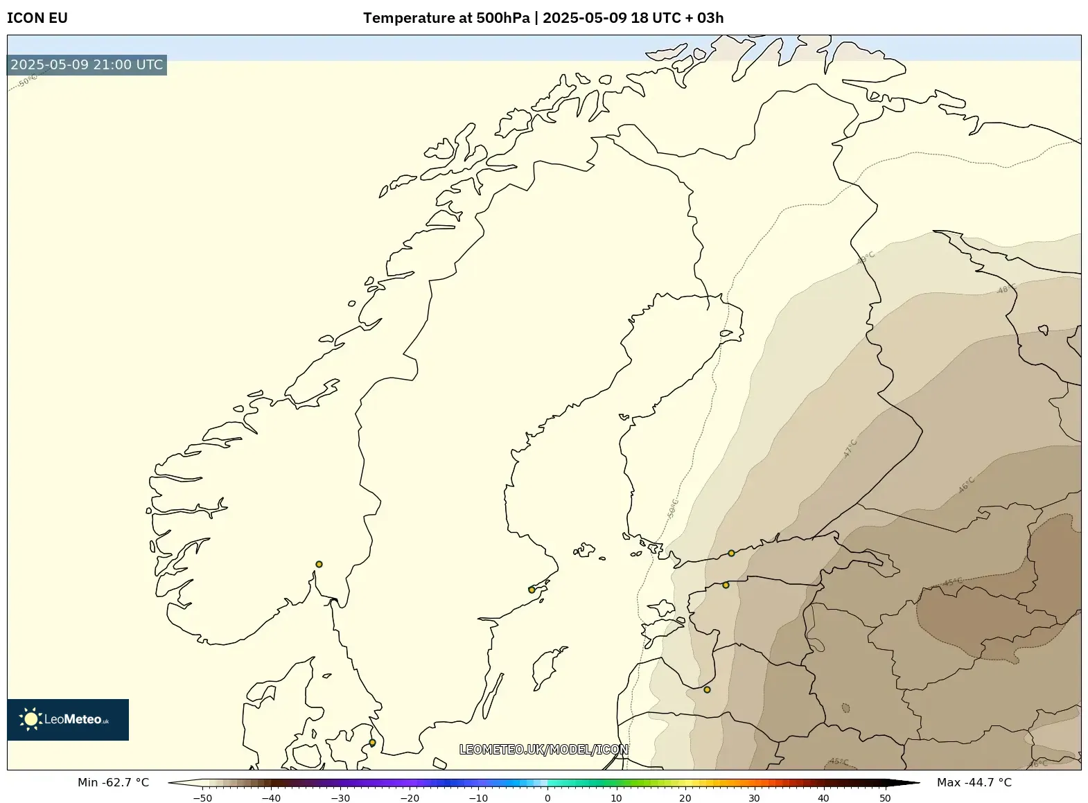 ICON - Scandinavia, Temperature at 500hPa ICON - Scandinavia, Temperature at 500hPa