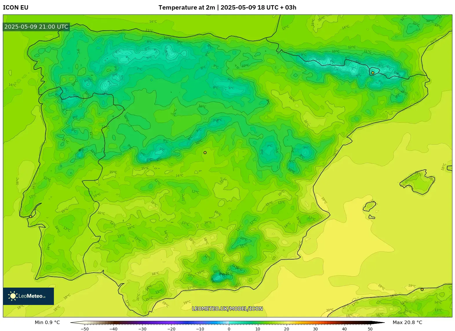 ICON - Spain, Temperature at 2m ICON - Spain, Temperature at 2m