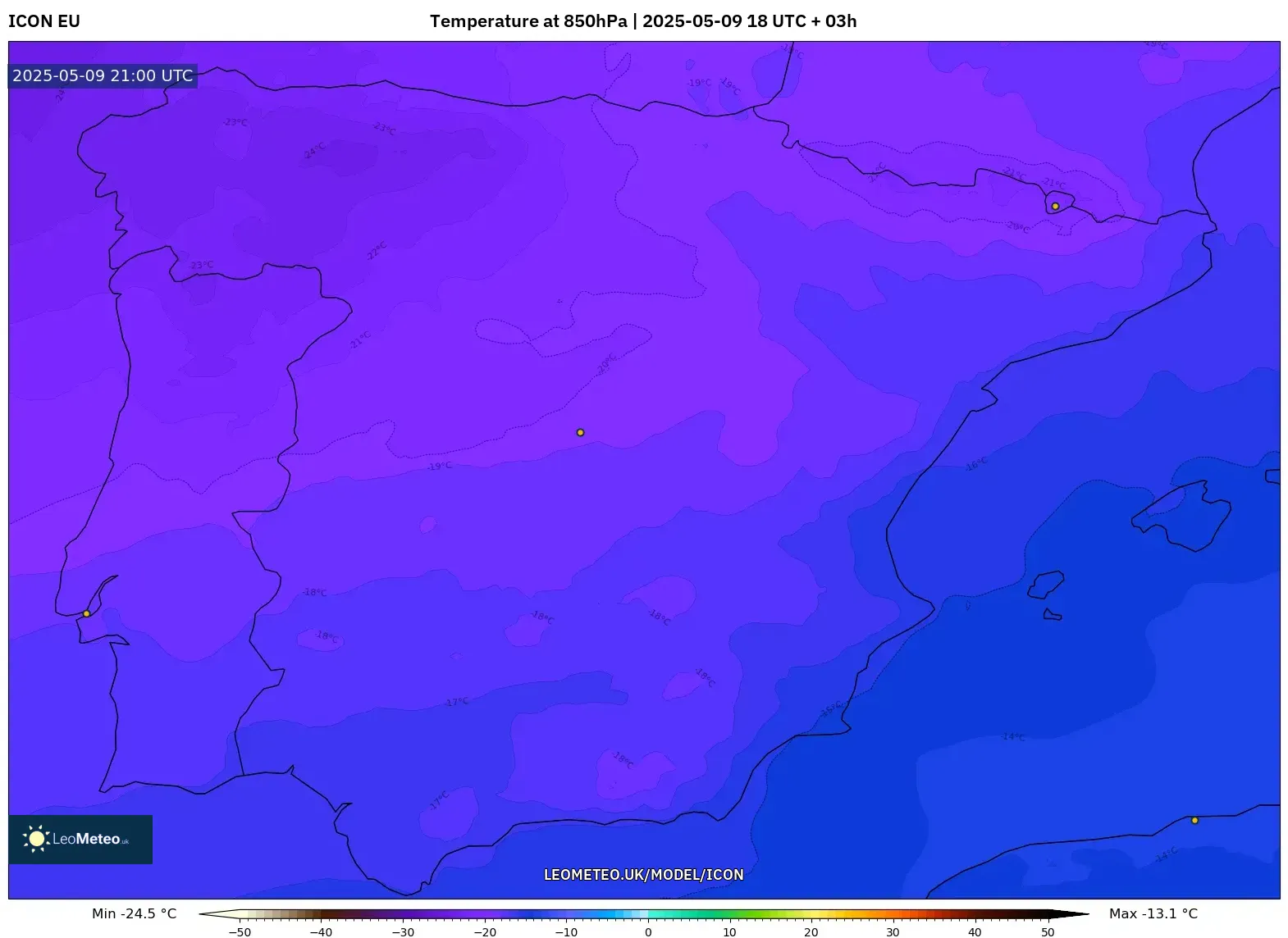 ICON - Spain, Temperature at 850hPa ICON - Spain, Temperature at 850hPa