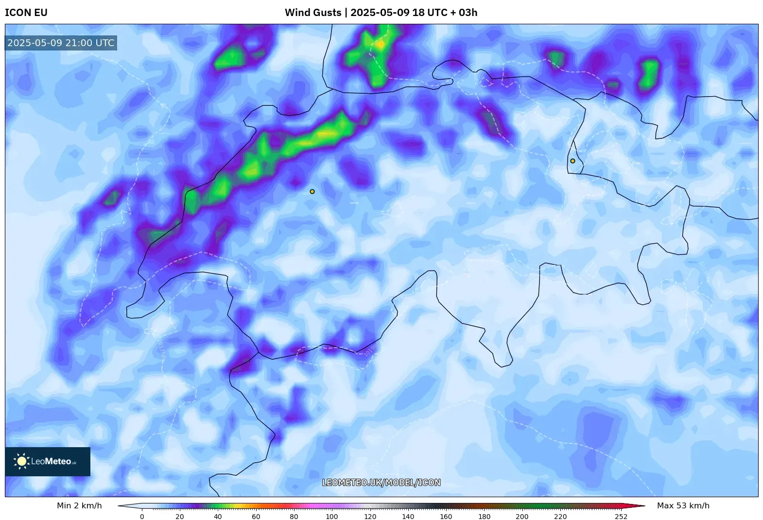 ICON - Switzerland, Wind Gusts ICON - Switzerland, Wind Gusts