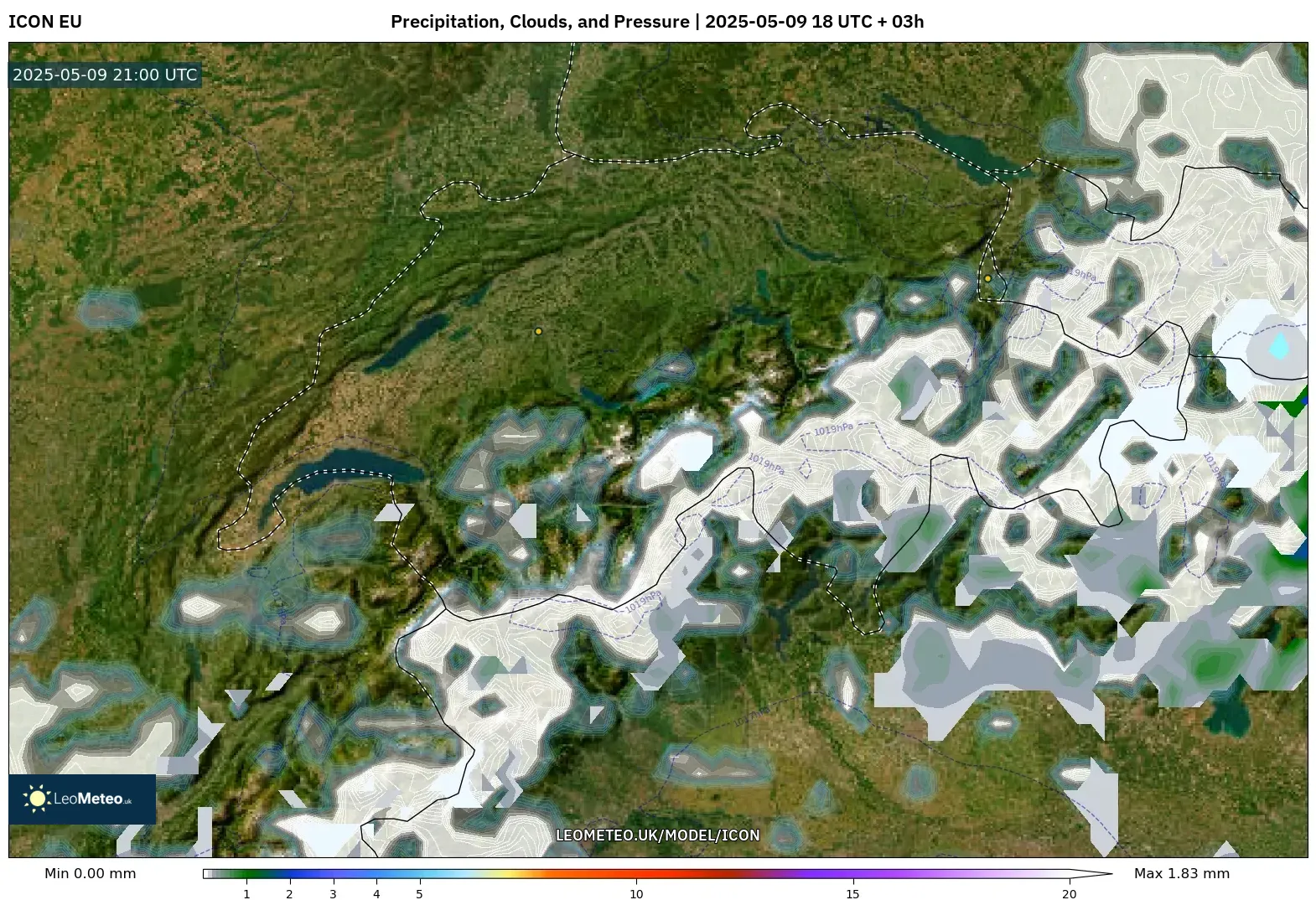 ICON - Switzerland, Precipitation, Clouds, and Pressure ICON - Switzerland, Precipitation, Clouds, and Pressure