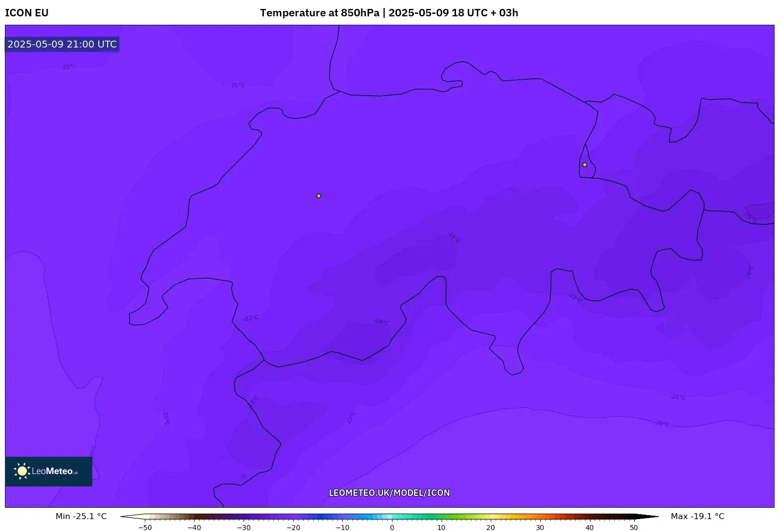 ICON - Switzerland, Temperature at 850hPa ICON - Switzerland, Temperature at 850hPa