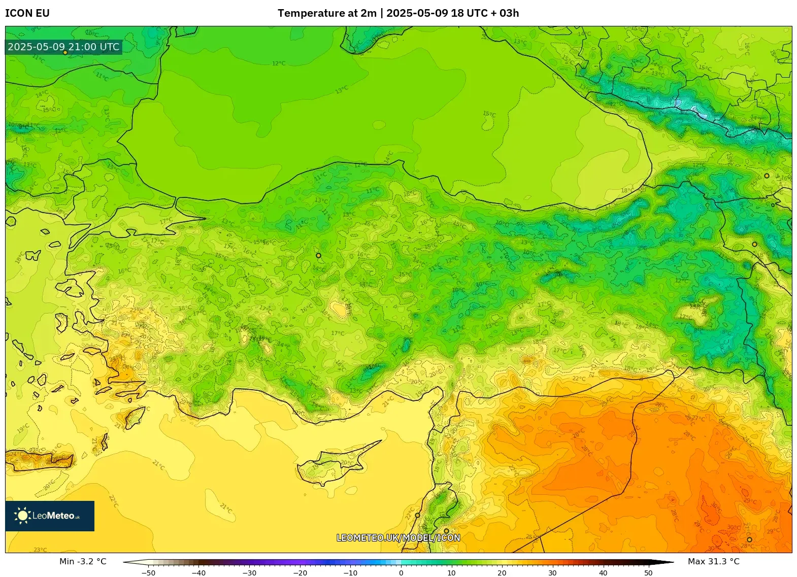 ICON - Turkey, Temperature at 2m ICON - Turkey, Temperature at 2m
