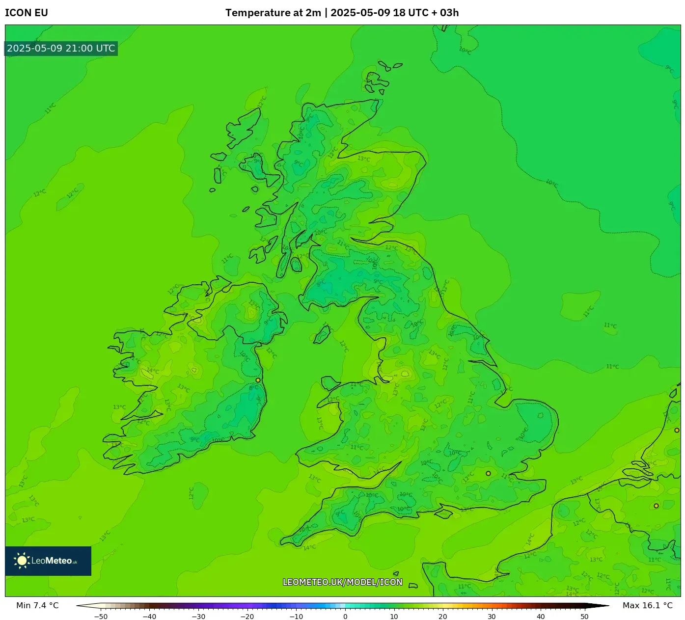 ICON - United Kingdom, Temperature at 2m ICON - United Kingdom, Temperature at 2m