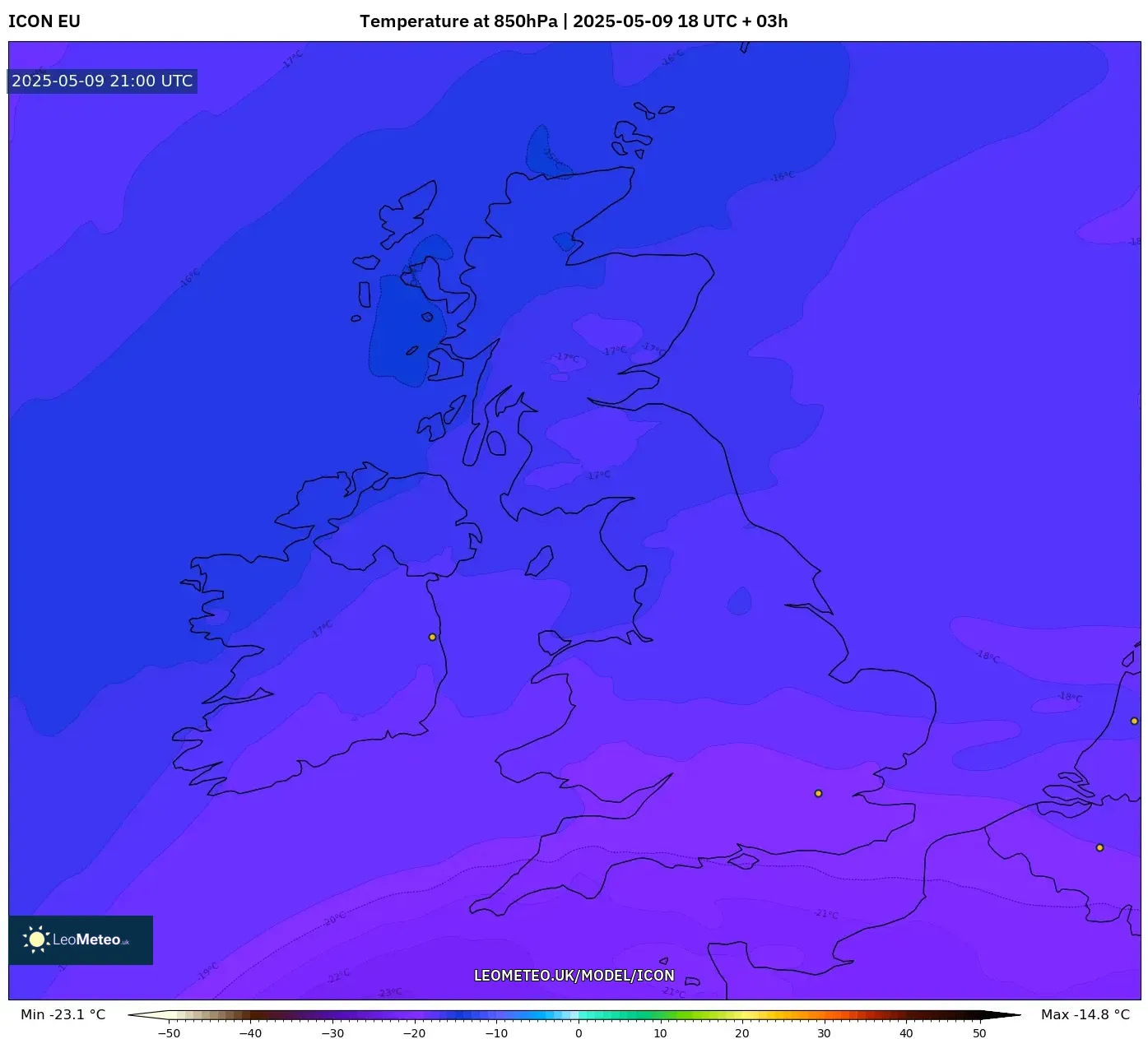 ICON - United Kingdom, Temperature at 850hPa ICON - United Kingdom, Temperature at 850hPa