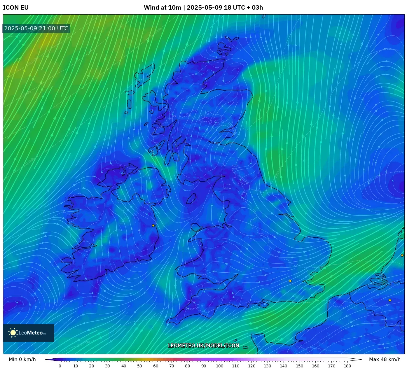 ICON - United Kingdom, Wind at 10m ICON - United Kingdom, Wind at 10m