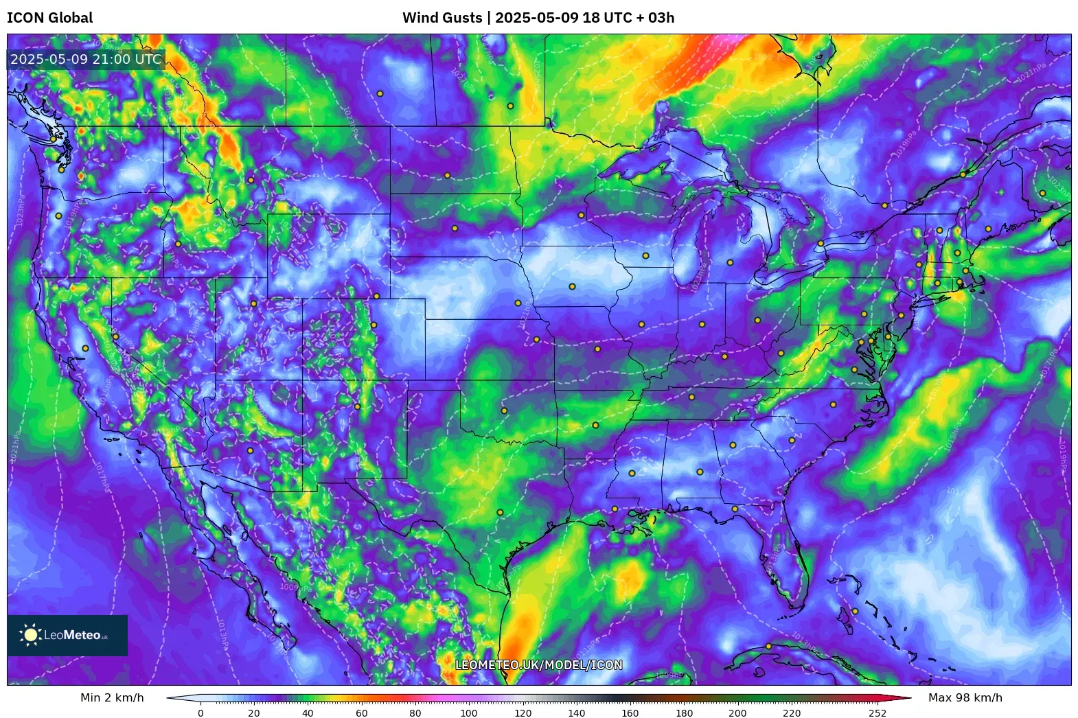 ICON - United States, Wind Gusts ICON - United States, Wind Gusts