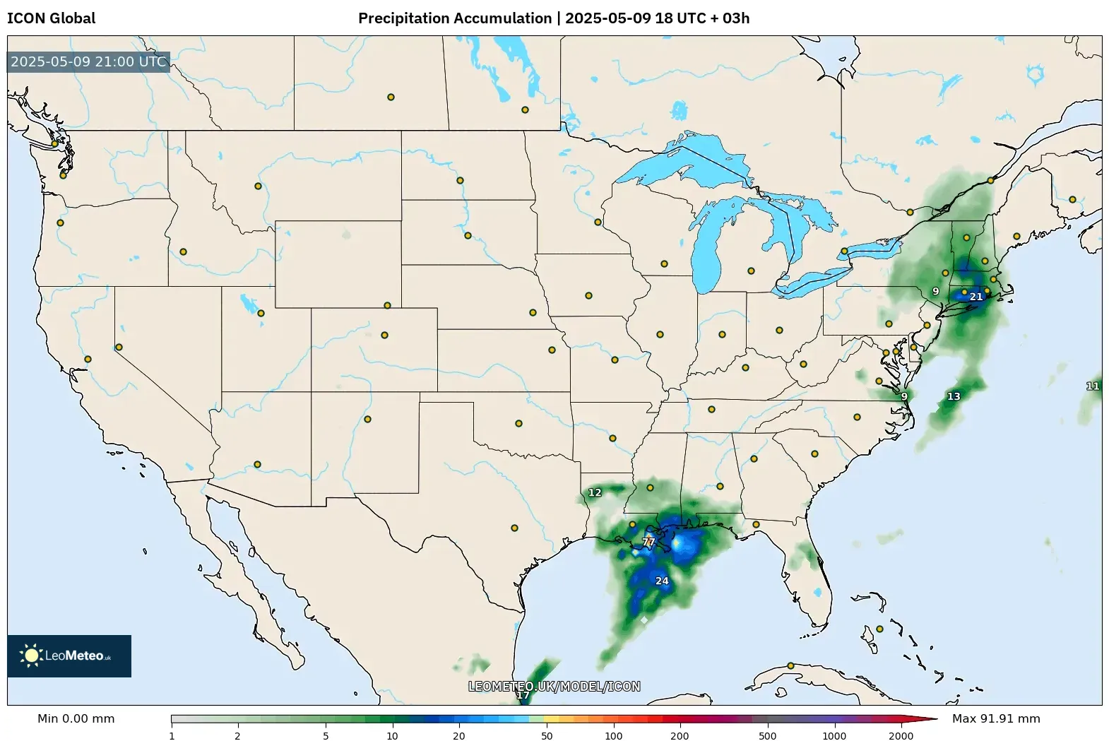 ICON - United States, Precipitation Accumulation ICON - United States, Precipitation Accumulation