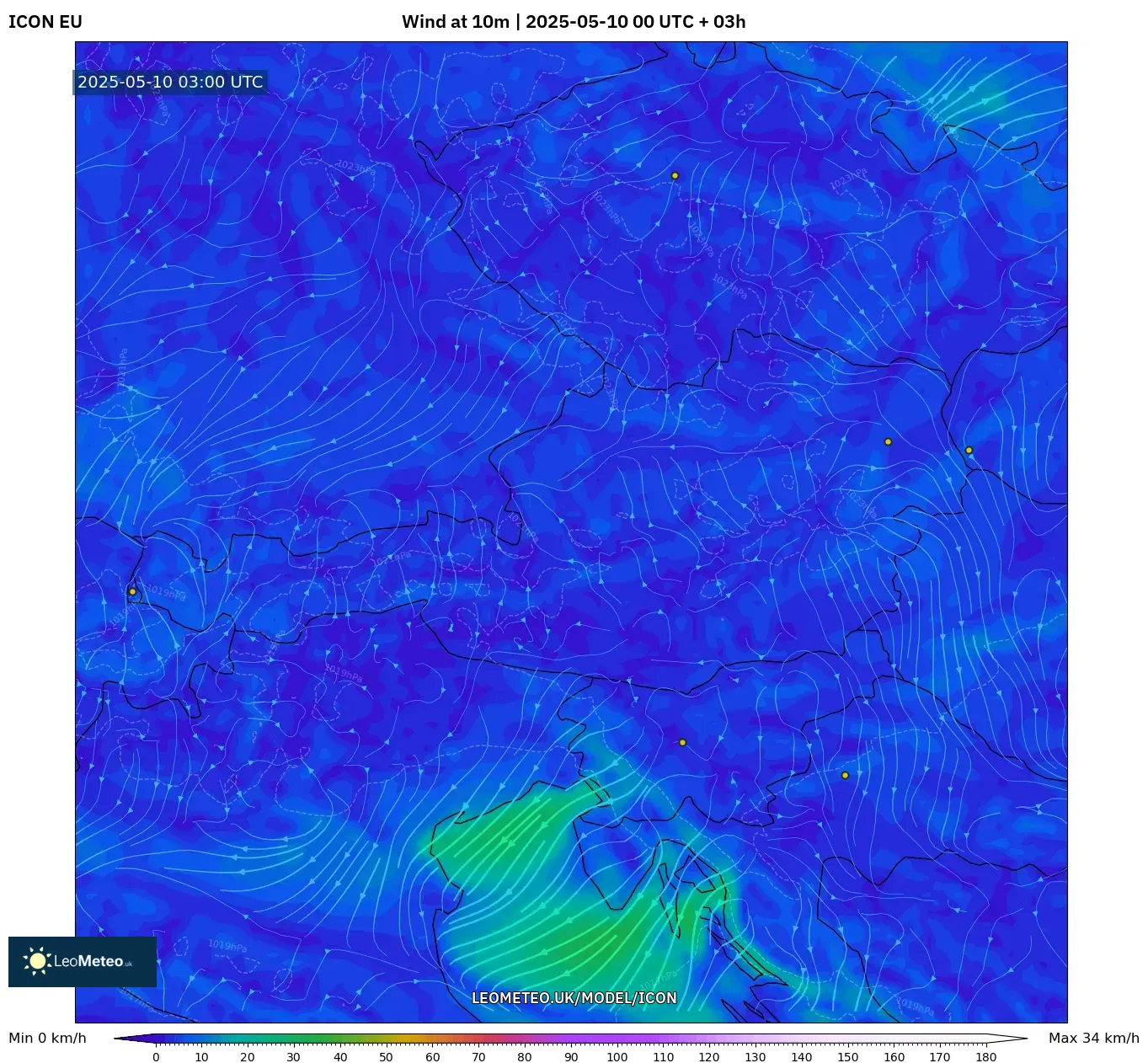 ICON - Austria, Wind at 10m ICON - Austria, Wind at 10m