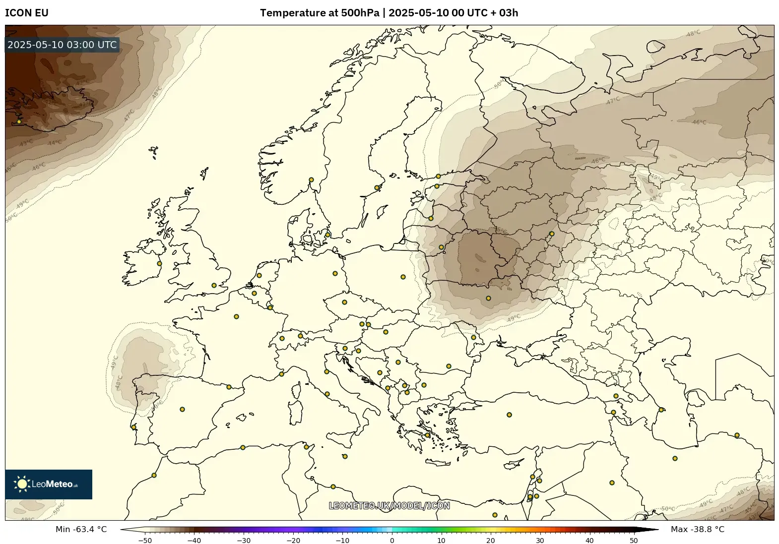 ICON - Europe, Temperature at 500hPa
