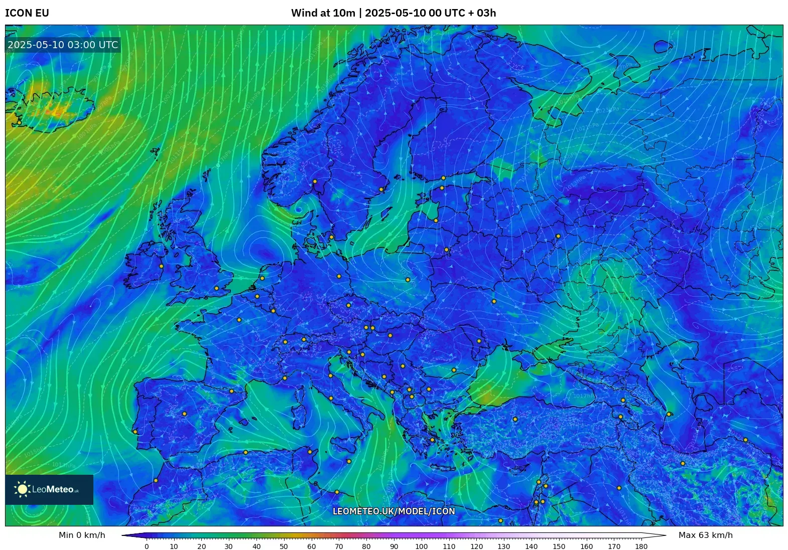 ICON - Europe, Wind at 10m