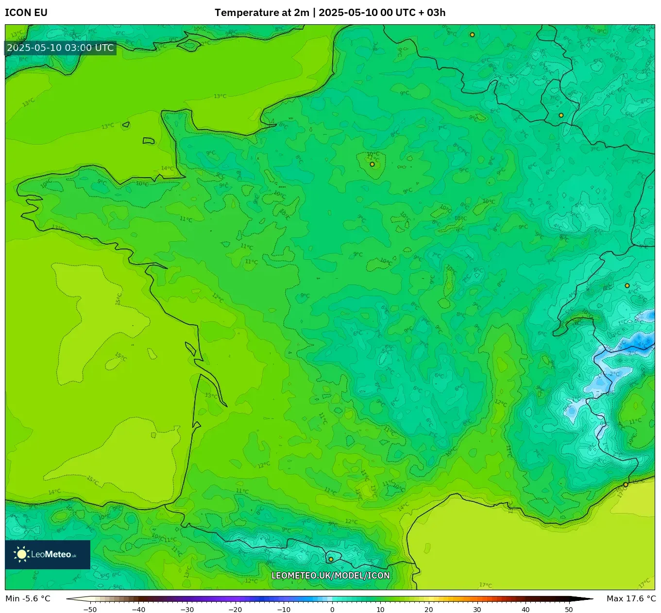 ICON - France, Temperature at 2m ICON - France, Temperature at 2m