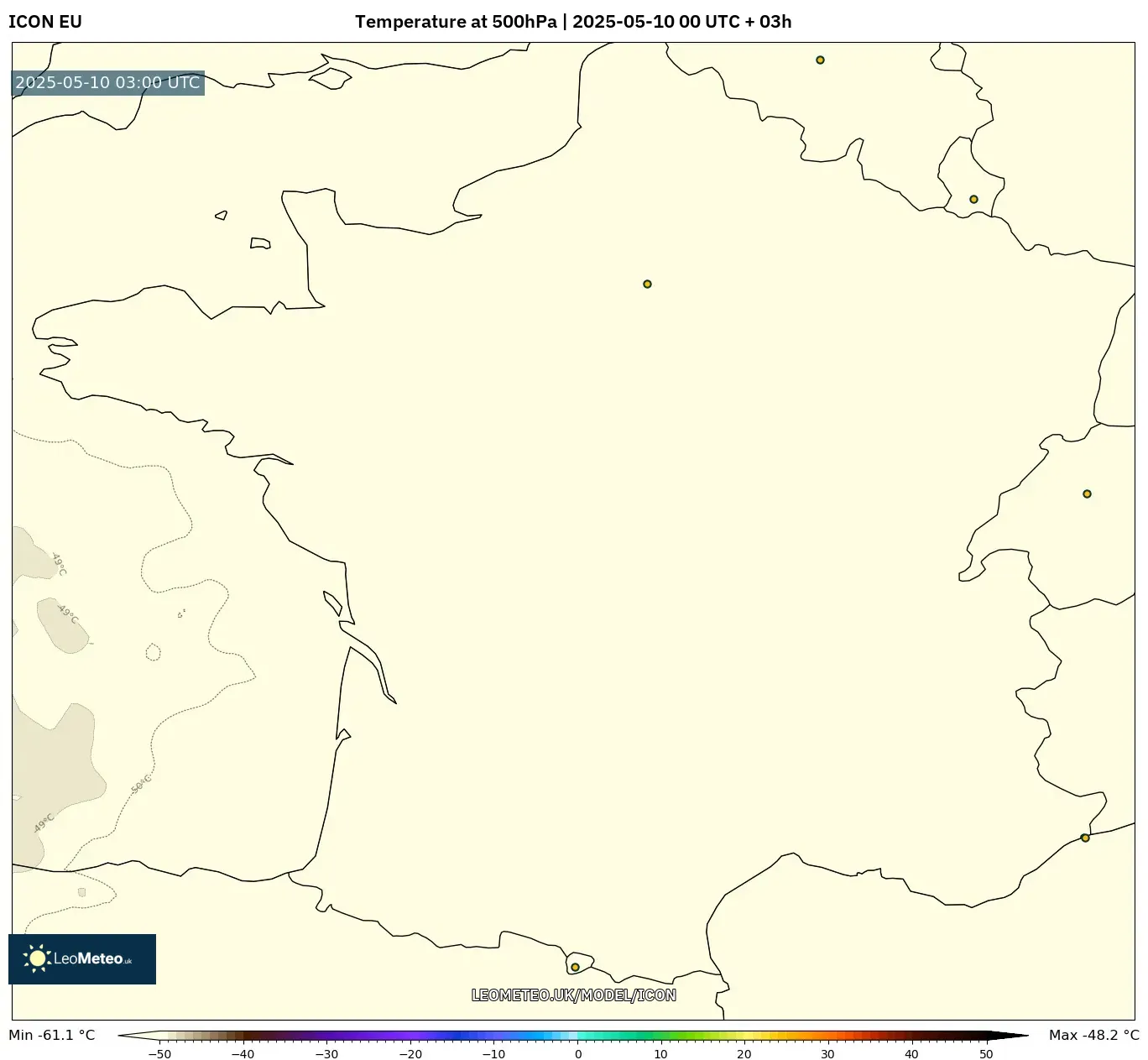 ICON - France, Temperature at 500hPa ICON - France, Temperature at 500hPa