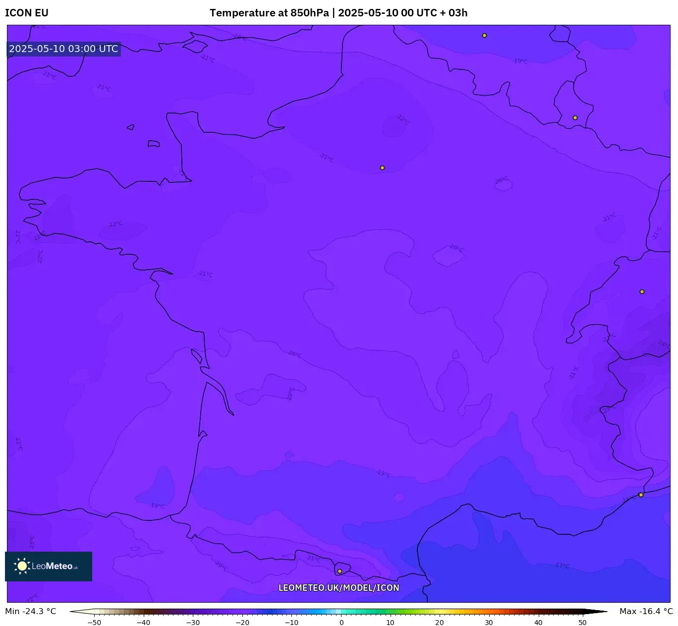ICON - France, Temperature at 850hPa ICON - France, Temperature at 850hPa
