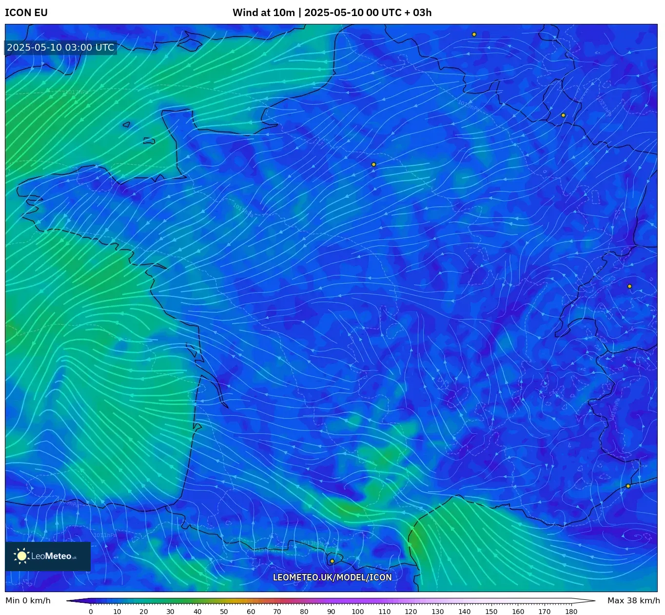 ICON - France, Wind at 10m ICON - France, Wind at 10m
