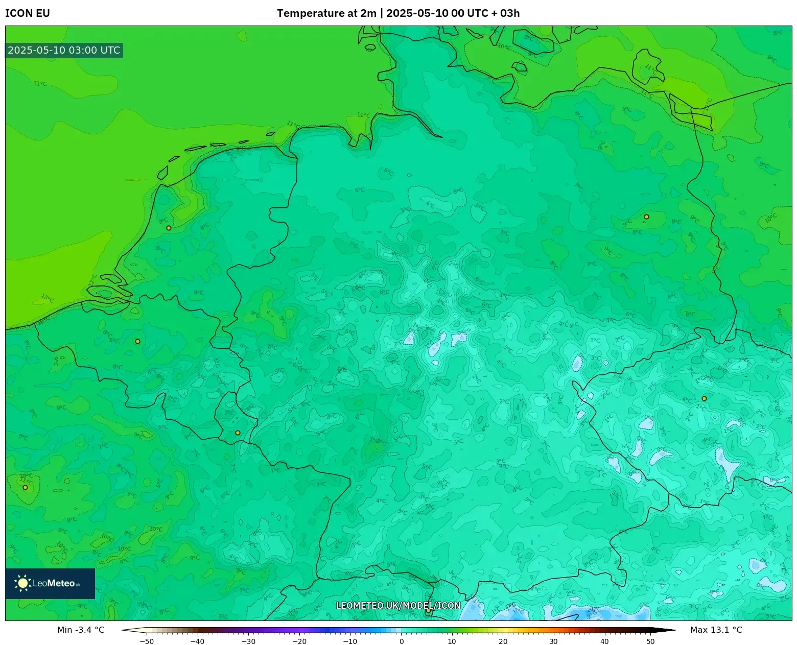 ICON - Germany, Temperature at 2m ICON - Germany, Temperature at 2m