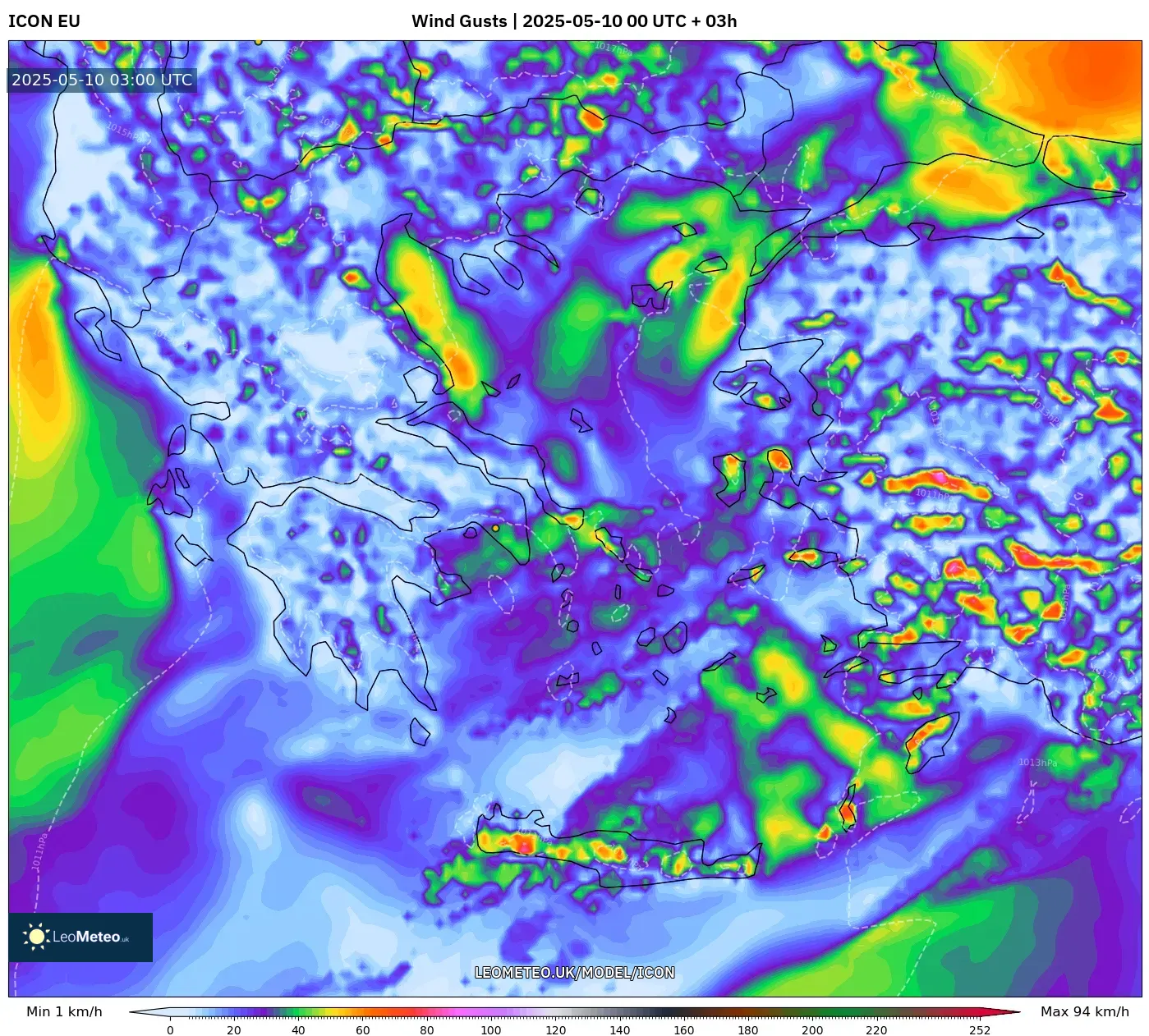 ICON - Greece, Wind Gusts ICON - Greece, Wind Gusts