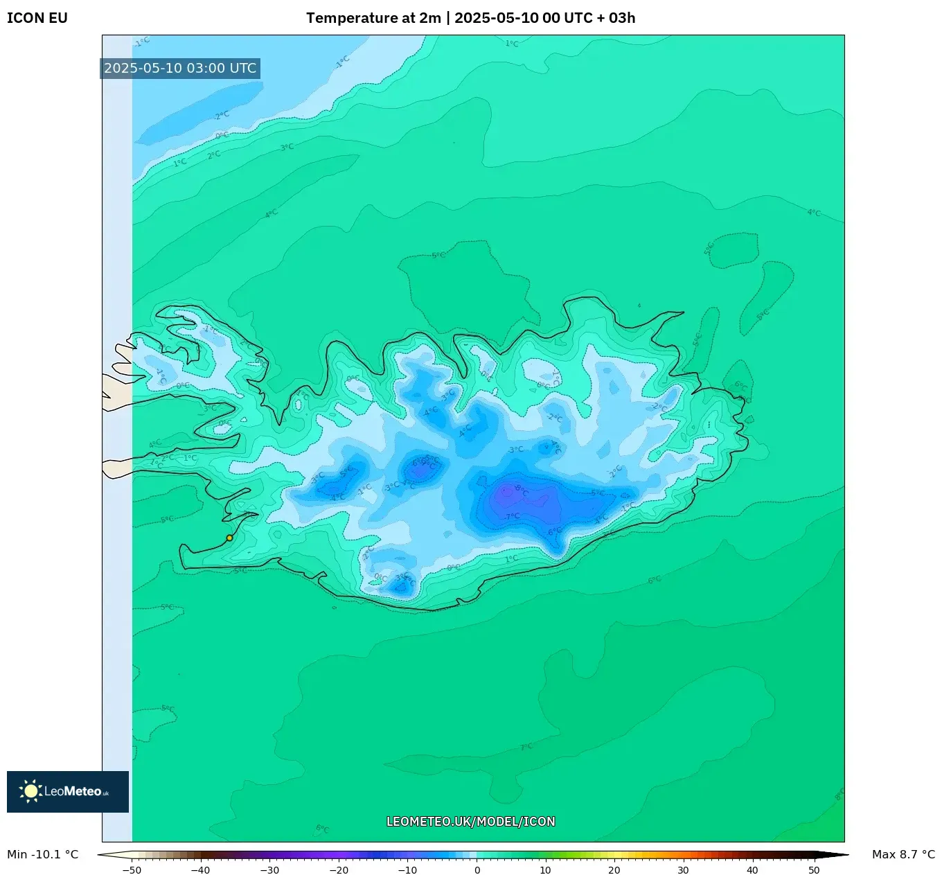 ICON - Iceland, Temperature at 2m ICON - Iceland, Temperature at 2m