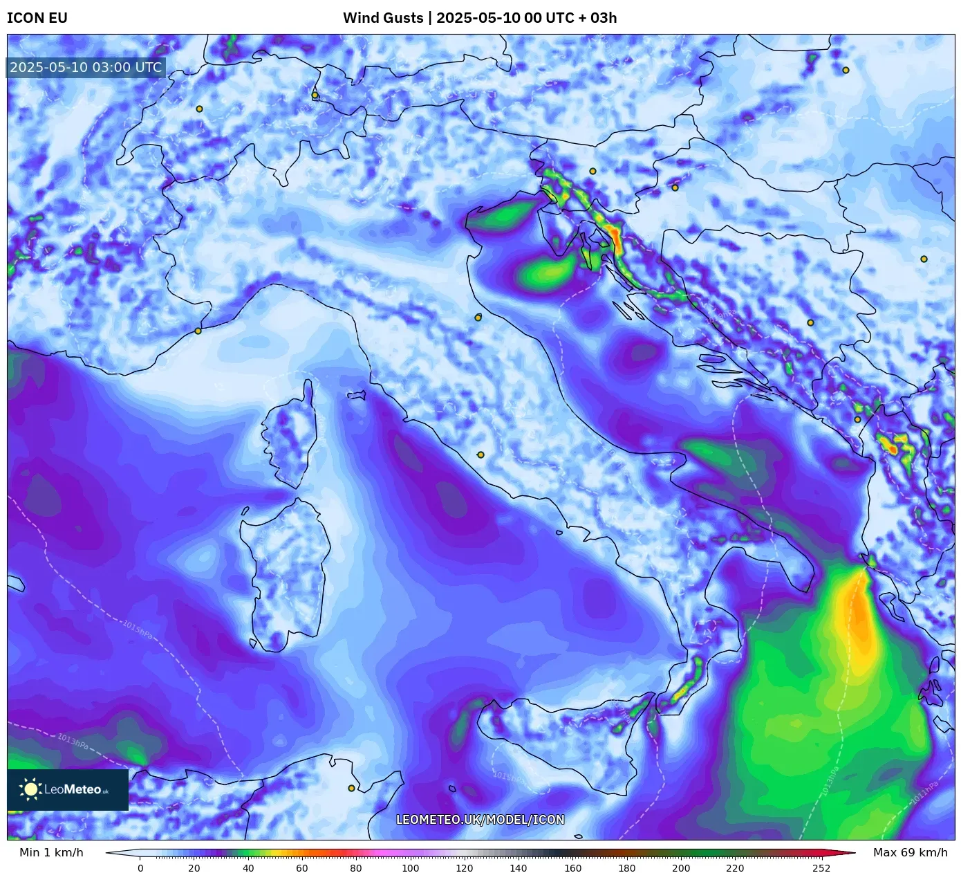 ICON - Italy, Wind Gusts ICON - Italy, Wind Gusts