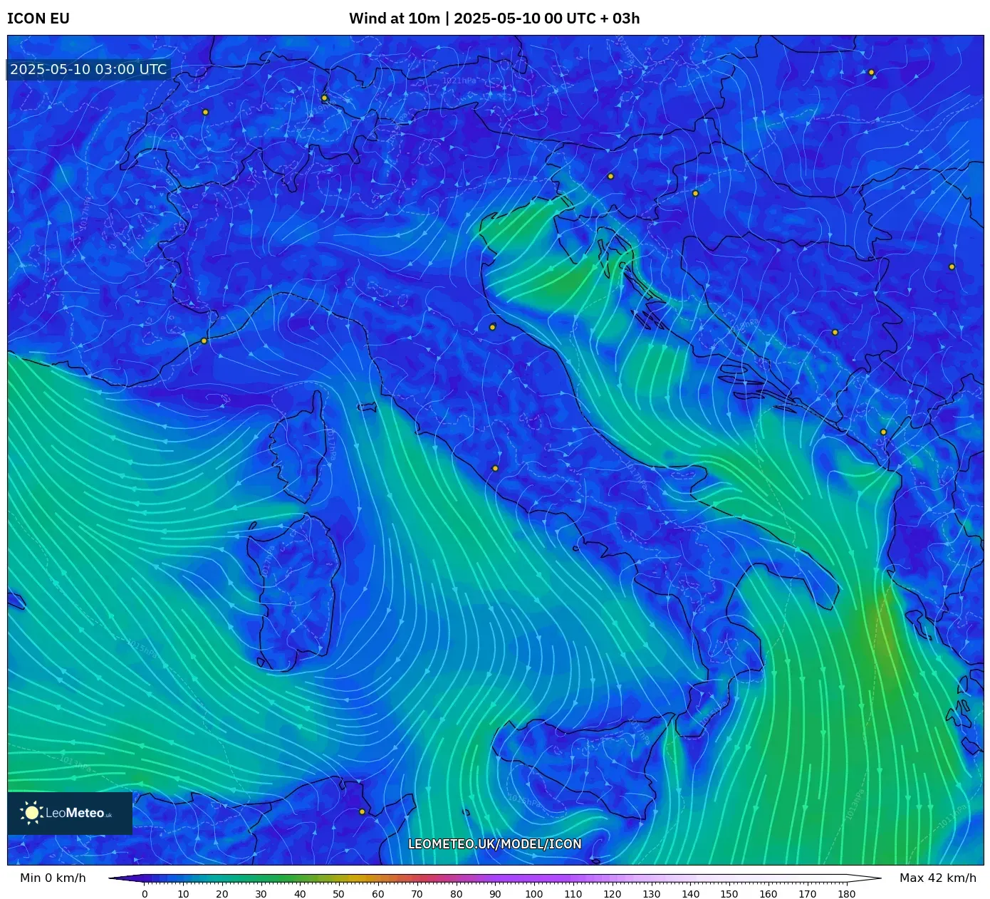 ICON - Italy, Wind at 10m ICON - Italy, Wind at 10m