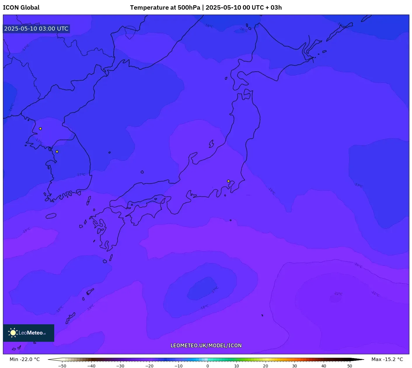 ICON - Japan, Temperature at 500hPa ICON - Japan, Temperature at 500hPa