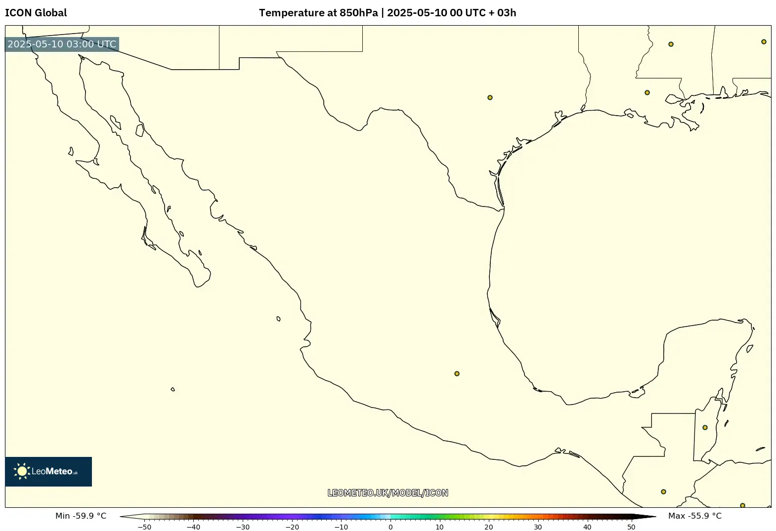 ICON - Mexico, Temperature at 850hPa ICON - Mexico, Temperature at 850hPa