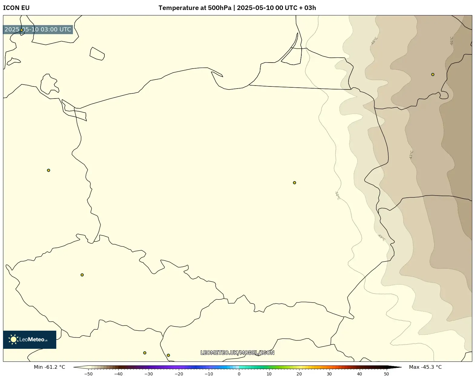 ICON - Poland, Temperature at 500hPa ICON - Poland, Temperature at 500hPa