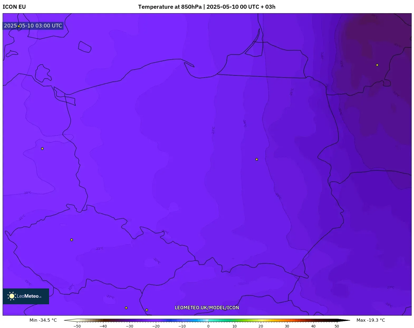 ICON - Poland, Temperature at 850hPa ICON - Poland, Temperature at 850hPa